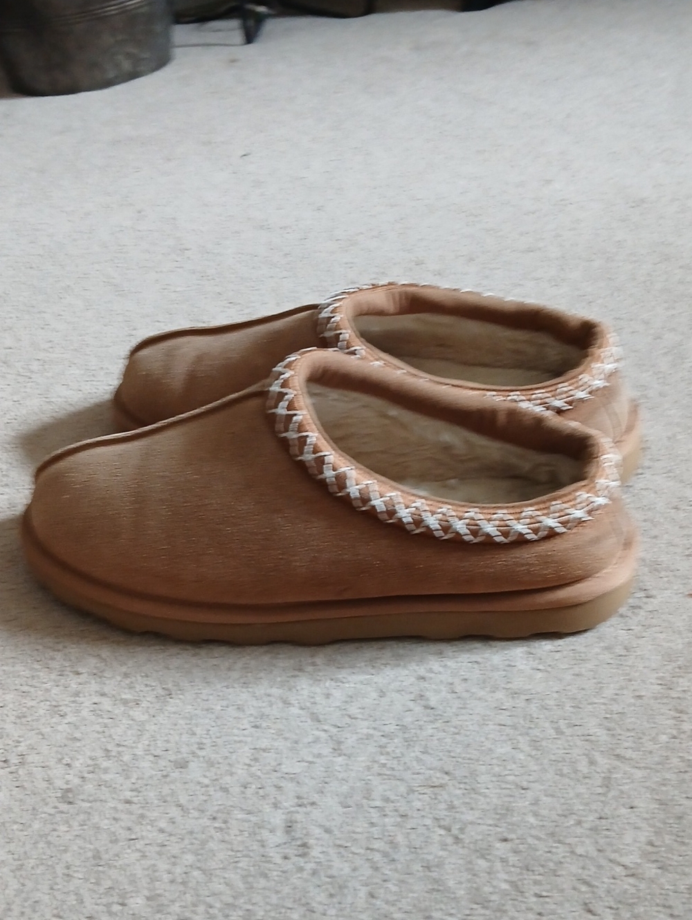 Clarks Leather Men's Chestnut Brown Slip-On Shearling Lined Slippers